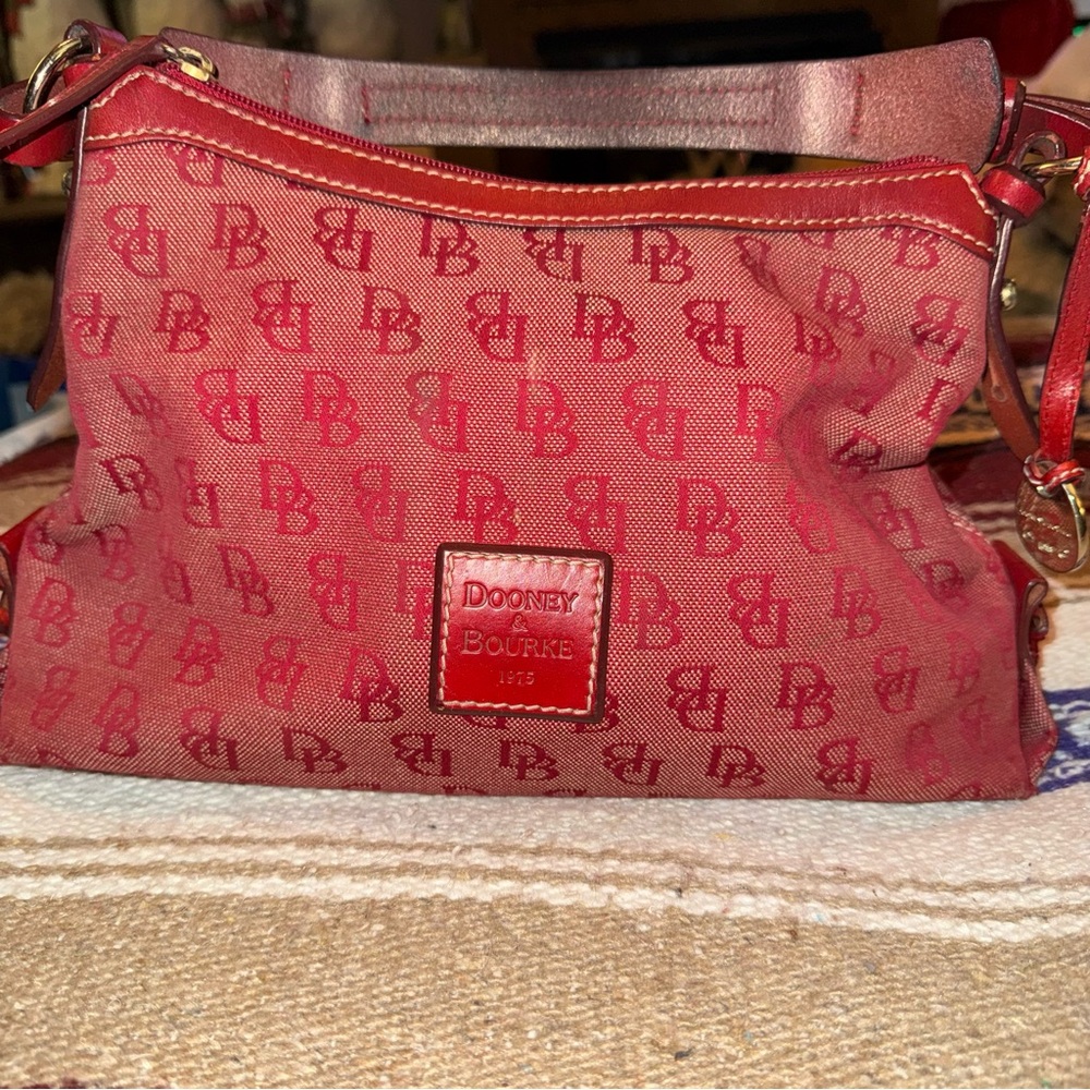 Vintage Dooney & Bourke Red Monogram Shoulder Bag
